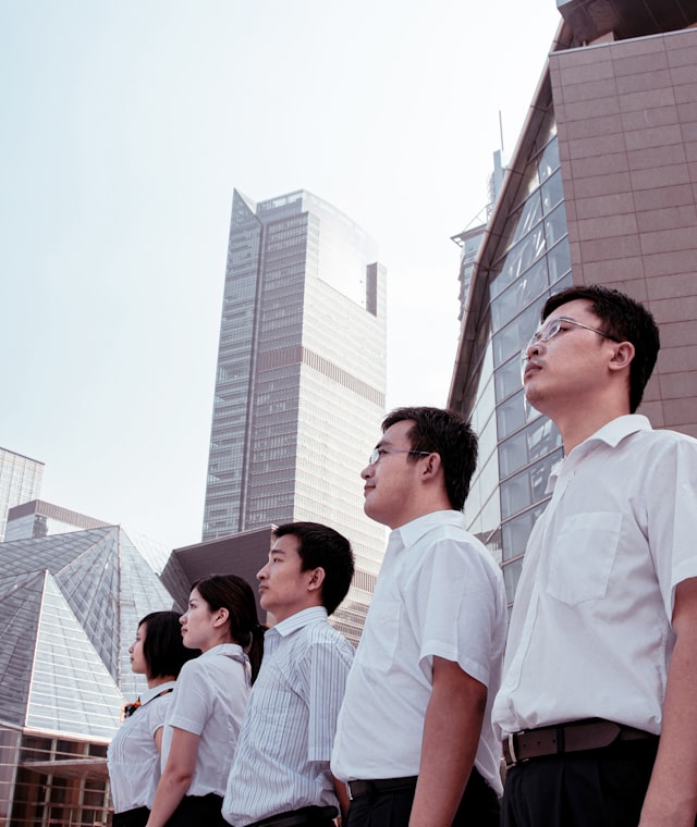 Branded corporate uniforms and promotional merchandise on display